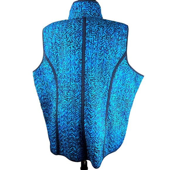 PLUS Coastal Oversized Striped Aqua Blue Catherines Zip Up Vest, Women's 4X - Picture 9 of 12